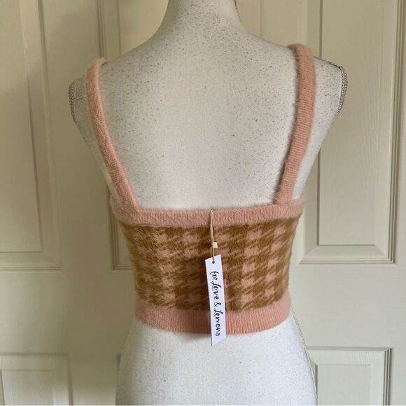 For Love & Lemons Cher Crop Sweater Tank in Light Pink Large NEW - Picture 4 of 6